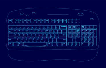 Poster - Blue keyboard with a border. Vector illustration