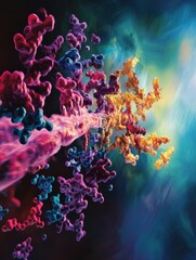 Aufkleber - Antibodies actively targeting and neutralizing viruses in a vibrant, microscopic environment. Generative AI
