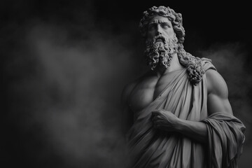 Marble statue: the powerful, harsh and merciless god of the underworld of the dead Hades.