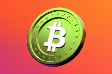Poster - A 3D rendering of a gold Bitcoin cryptocurrency coin with a white Bitcoin symbol.