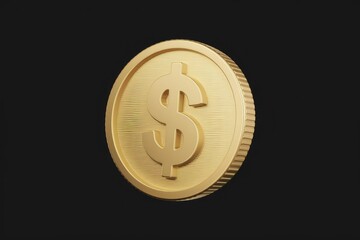 Aufkleber - A golden coin with a dollar sign embossed on it, symbolizing wealth and finance.