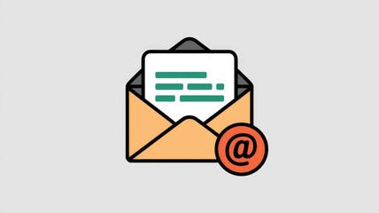 Poster - An email icon depicting an open envelope with a message inside and an '@' symbol indicating email.