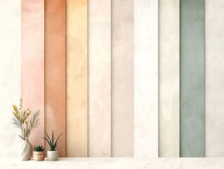 Poster - Serene pastel gradient backdrop with a smooth transition from blush to ecru enhanced by a tactile overlay and a simple elegant composition  Ideal for product photography mood boards