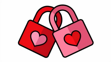 Aufkleber - Two intertwined padlocks, each adorned with a heart, symbolize love and unity.