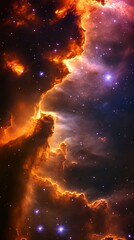colorful nebula in the universe with copy space vertically 9:16