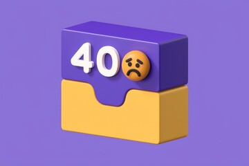 Poster - 3D illustration of a 404 error page, showing a sad emoticon and the number 404 in a box.
