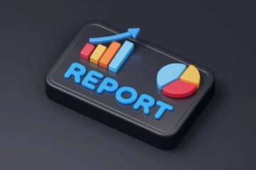 Aufkleber - Business report visualization with bar chart and pie chart showing growth.