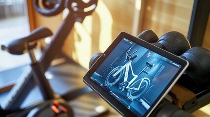 Poster - A tablet computer sits on top of a machine, a useful tool in various settings