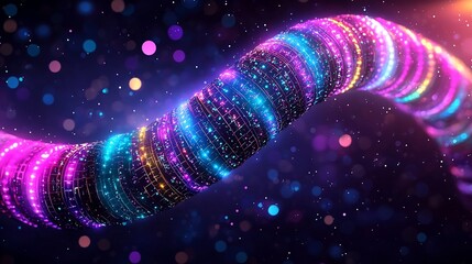 Poster - Mesmerizing Prismatic Light Dance with Oscillating Quantum Structures Visually Striking Digital Artwork Featuring Intricate Geometric Patterns Vibrant Color Spectrum and Glitching Holographic Effects