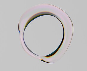 Aufkleber - Abstract futuritstic 3D illustration of a glitched glass ring with light refraction effect.