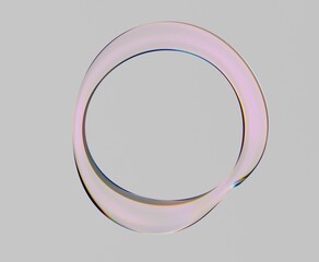 Aufkleber - Abstract futuritstic 3D illustration of a glitched glass ring with light refraction effect.
