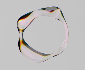 Aufkleber - Abstract futuritstic 3D illustration of a glitched glass ring with light refraction effect.