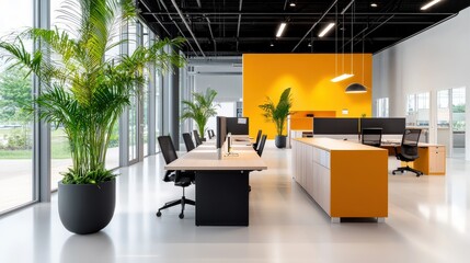 Poster - An office featuring agile work culture principles, with flexible desks and collaborative spaces encouraging innovation and rapid problem-solving within teams.