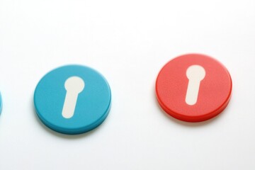 Poster - A close-up view of three buttons on a white surface, suitable for use in technology or design-related contexts