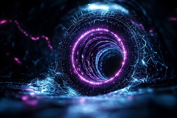 Poster - Mesmerizing vortex of luminous digital fractal energies surging through a shimmering kaleidoscopic cosmic dreamscape shrouded in quantum glitches and prismatic visual effects creating an otherworldly