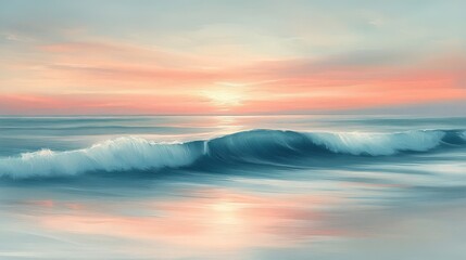 Poster - Sea at sunrise with gentle waves and soft light reflecting off the water, creating a serene and peaceful mood