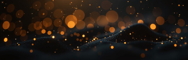 Aufkleber - Golden Bokeh Patterns Suspended In A Dark, Velvety Black Space Create An Elegant And Sophisticated Visual Effect Overall. 00001