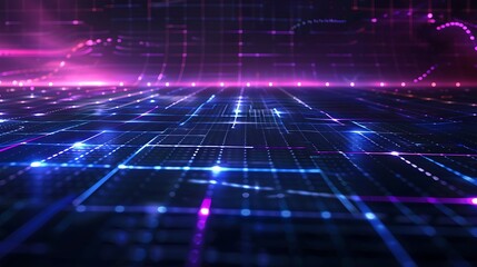 Abstract Digital Network: Futuristic Grid of Light and Data