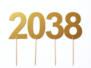 Poster - Gold Topper With Shiny Numbers And Signs On Stick, Against A Clean White Background, With Clipping Path Available. 00001