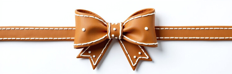 Aufkleber - Gingerbread Bow Sits Elegantly Isolated On A White Background Adding Festive Touch To Christmas Decorations With Its Ornate Design. 00001
