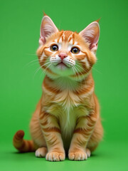 Aufkleber - Funny Cat Isolated On A Green Background, Perfect For Web Banner Templates And Copy Space Designs To Grab Attention Immediately Online. 00002