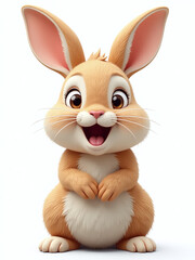 Poster - Funny Brown Rabbit With Open Mouth Is Generated By Ai, Isolated On White Background With Transparent Png Image. 00003