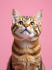 Aufkleber - Funny Cat Is Isolated Above A Pink Background With Copy Space For Text In This Web Banner Template. 00001