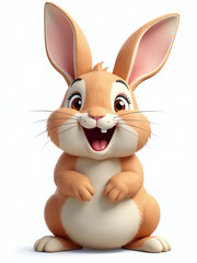 Poster - Funny Brown Rabbit With Open Mouth Is Generated By Ai, Isolated On White Background With Transparent Png Image. 00001