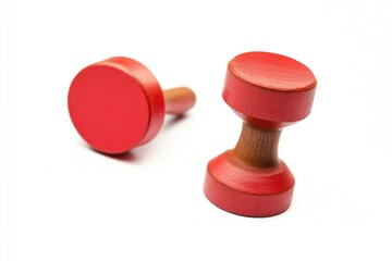 Poster - Two bright red knobs sit together on a surface, possibly indicating a control panel or machinery