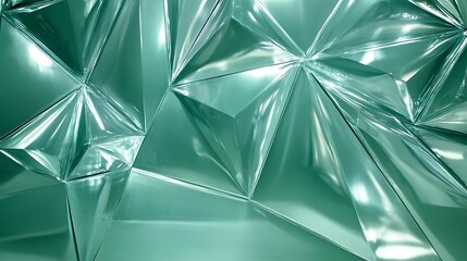 Poster - abstract green geometric crystal structure design