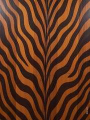 Poster - Exotic Zebrano Wood Features A Distinctive Textured Pattern That Resembles African Animal Hide With Swirling Dark Brown Striations. 00003