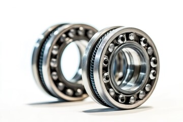 Poster - Close-up view of a pair of bearings on a white surface