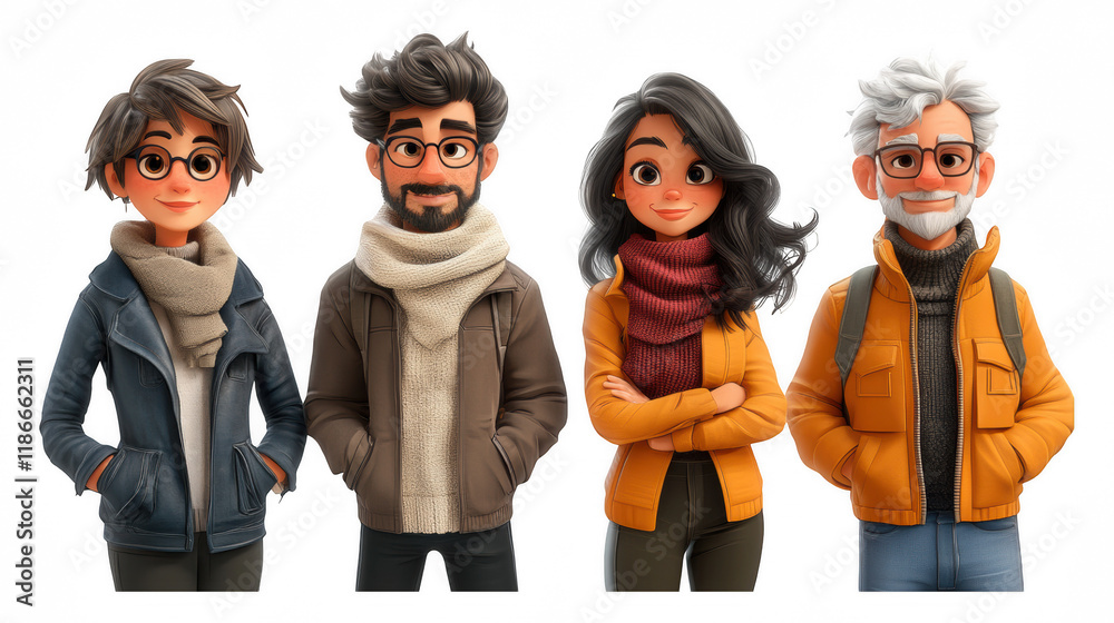 [Animated character group standing side by side] Animated Characters in ...