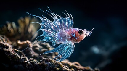 Poster - Illuminated secrets close-up photography of glowing fish species from a deep ocean underwater expedition