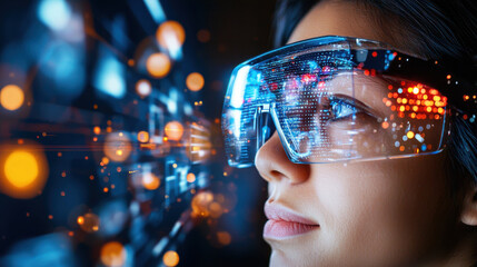 Aufkleber - Revolutionary technology enhances communication through augmented reality glasses, showcasing blend of innovation and human connection