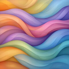 Poster - Mesmerizing abstract art featuring undulating ribbons of vibrant hues in a captivating prismatic composition  The dynamic ever shifting design creates a shimmering textural effect against a tranquil