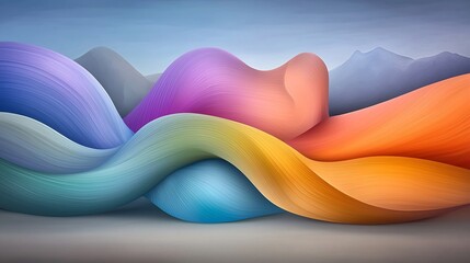Poster - Mesmerizing abstract art showcasing winding iridescent contours in a dynamic kaleidoscopic design featuring hypnotic geometric patterns and blending of vibrant hues creating a futuristic