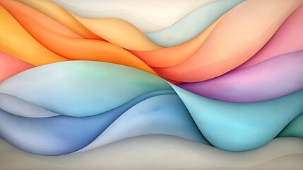 Poster - Visually striking abstract composition featuring vibrant iridescent curves in an asymmetrical dynamic arrangement with bold contrasting hues