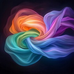 Poster - Captivating abstract backdrop featuring sinuous iridescent silhouettes in a mesmerizing shimmering digital painting with vibrant neon like tones and Kandinsky esque avant garde influences  A dynamic