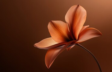 Poster - Elegant Brown Flower on Dark Gradient Background with Delicate Petals and High Resolution Quality