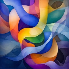 Poster - Enchanting abstract backdrop with sinuous iridescent silhouettes in a visually striking shimmering scene  Dynamic brush strokes create a dreamlike textured and surreal the viewer with its mesmerizing