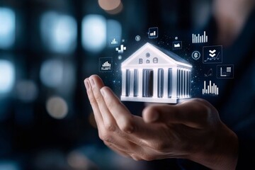 Poster - Innovative Financial Technology Concept with Human Touch in Modern Architecture Display
