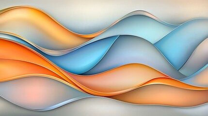 Poster - Mesmerizing Metallic Waves Abstract Digital Art with Flowing Iridescent Shapes Cinematic Lighting and Art Nouveau Influence  Captivating Futuristic Background Design