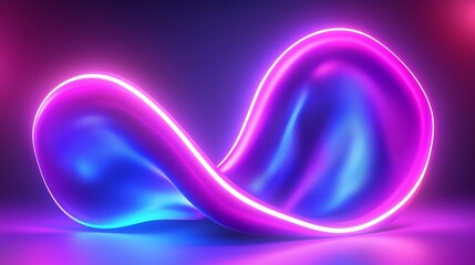 Poster - Mesmerizing Glowing Wavy Iridescent Abstract Shape in Neon Shades Futuristic Digital Prismatic Textures Surreal Dreamlike Cosmic Background Design  Dynamic fluid motion shimmering ethereal forms