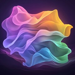 Poster - flowing iridescent waves in vibrant gradients mesmerizing abstract digital with hypnotic shimmering 