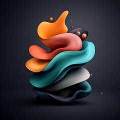 Poster - Mesmerizing Holographic Shimmer Flowing Iridescent Shapes in Vibrant Cosmic Gradient   Abstract background design with captivating prismatic details otherworldly ethereal glow