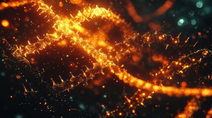 Poster - detailed 3d visualization of a virus structure highlighting capsid and rna strands with glowing mole