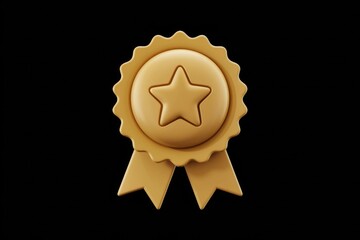 Poster - A 3D rendered golden award badge with a star, symbolizing achievement and excellence.