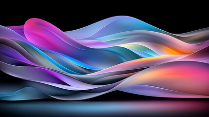 Poster - Abstract background design featuring captivating prismatic waves of luminous metallic shades in a mesmerizing fluid motion creating an otherworldly dreamlike and ethereal visual experience