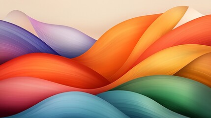 Poster - Mesmerizing prismatic waves of radiant iridescent color and luminous light in an ethereal modernist abstract composition  Dynamic undulating shapes create a striking